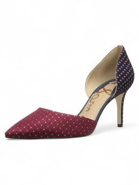Sam Edelman Telsa Dorsay Pointed Toe Stiletto Pumps Cranberry Multi Size 8.5